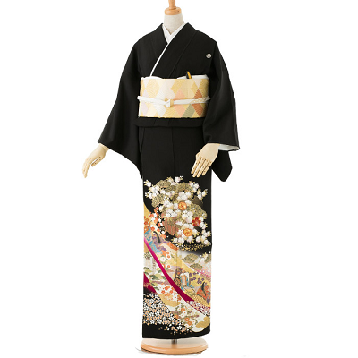 関芳黒留袖レンタル0034M全景。京都、留袖レンタル結婚式、黒留袖、色留袖、着物レンタル、相場、安い
